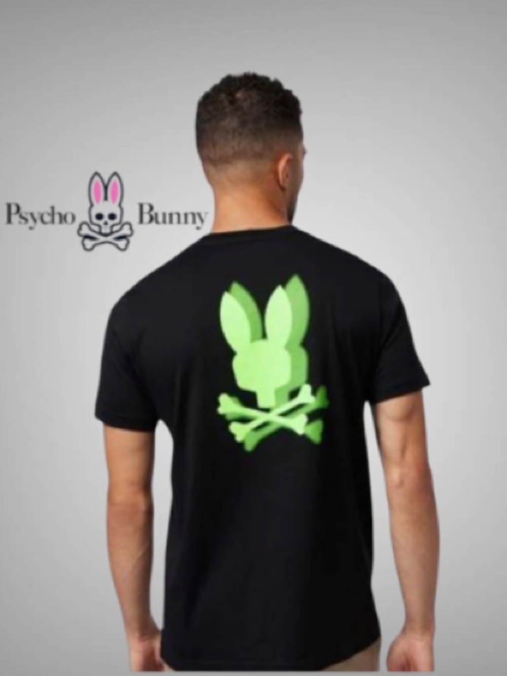 Psycho Bunny Neon Lime Green  Blur Effect -Felt Bunny Shirt-Deadstock